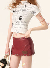 Star rivet casual short skirt